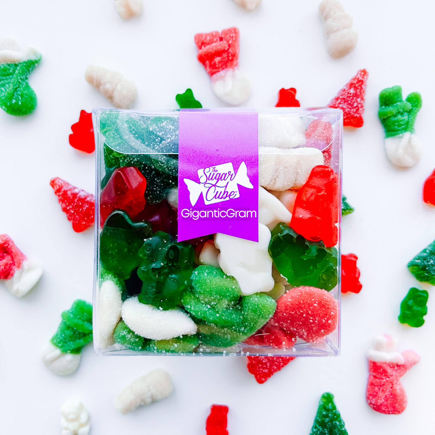 Gigantic Christmas CandyGram filled with approximately 1kg of festive red, green and white Home for the Holidays candy