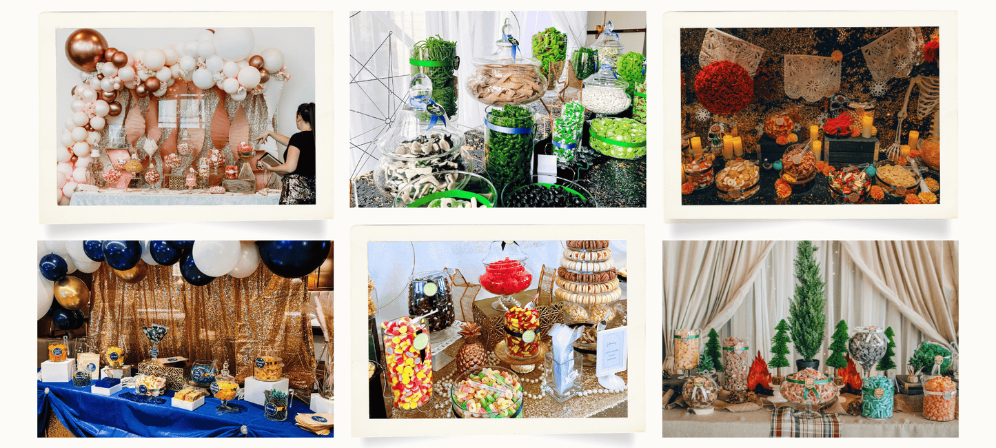 Custom candy buffet displays for weddings, corporate events and themed celebrations by The Sugar Cube in Calgary