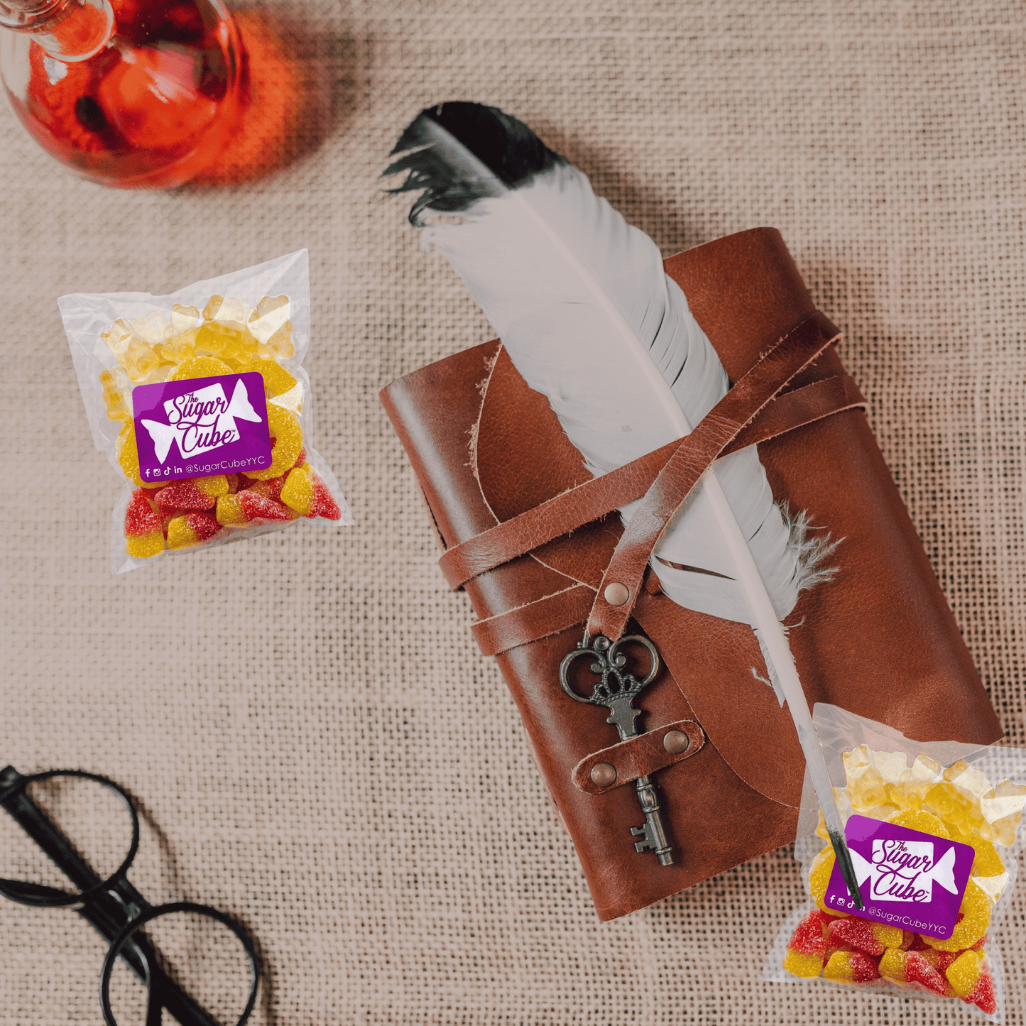 Gryffindor Hogwarts House Candy Bag filled with red and yellow candy