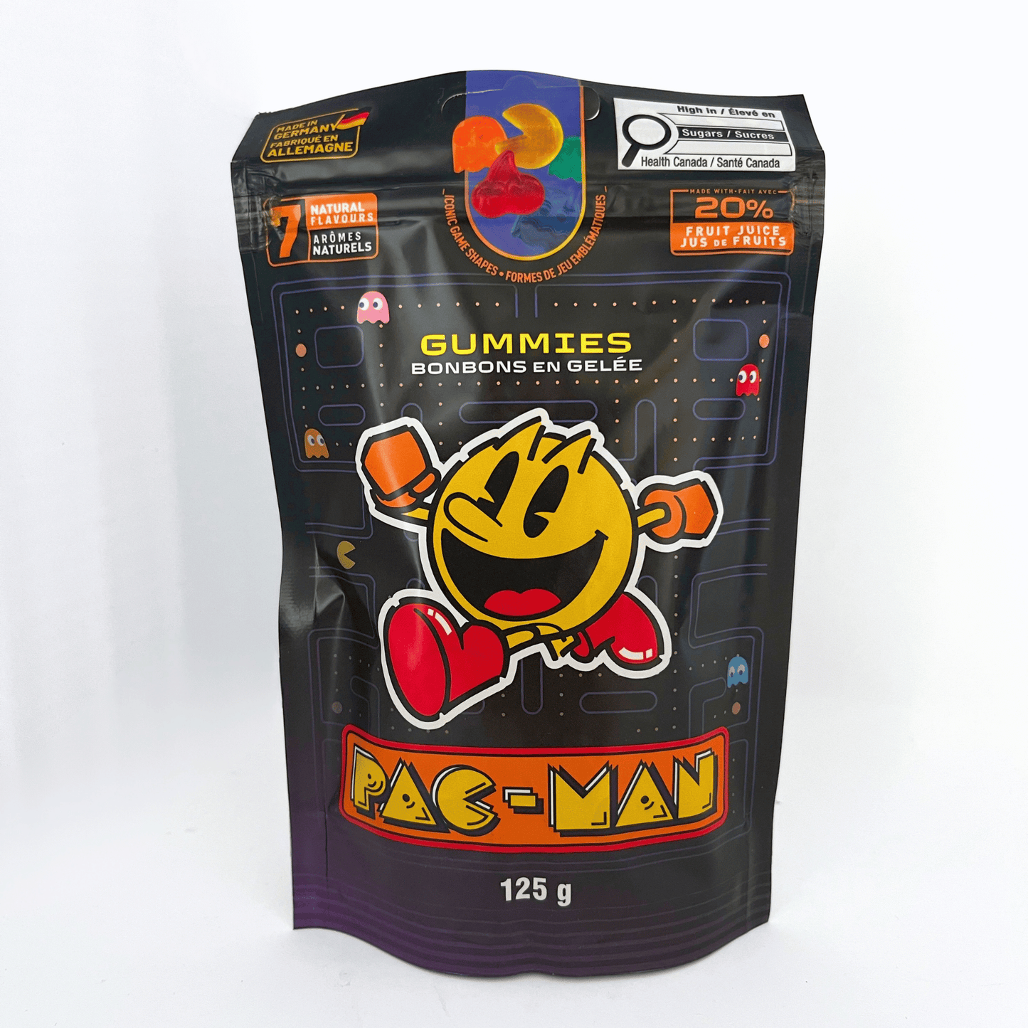 Pac-Man gummy candy featuring colourful classic arcade game shapes