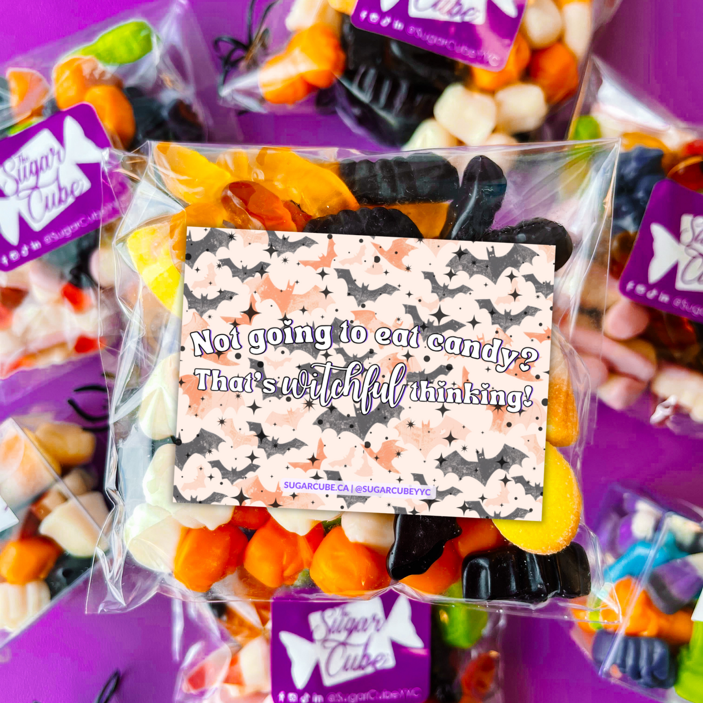 Spread the Scare Halloween card insert featuring “That’s Witchful Thinking!”