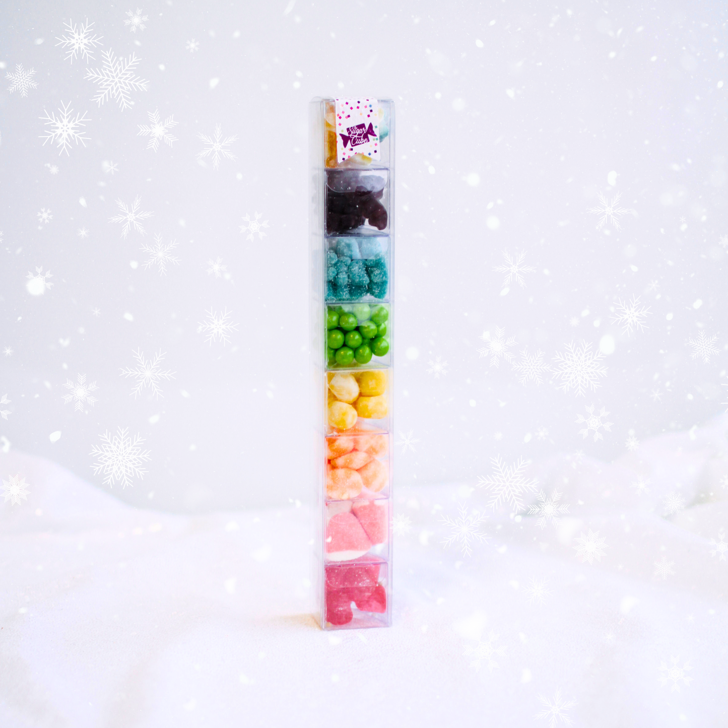 Large Christmas Sweet Stack filled with eight festive candy varieties for colourful holiday gifting.